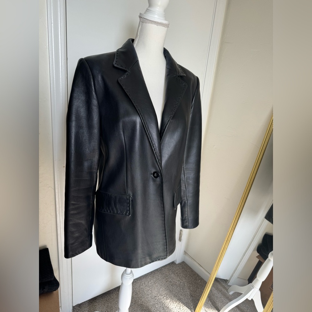 Y2K 90s Retro Preston & York Black Leather Lamb Skin Size Small
